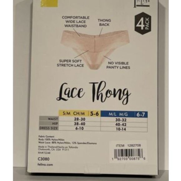 NEW!! Felina Ladies Stretchy Lace Seamless Thong Pink Mint Nude Blue S/M - Picture 2 of 2
